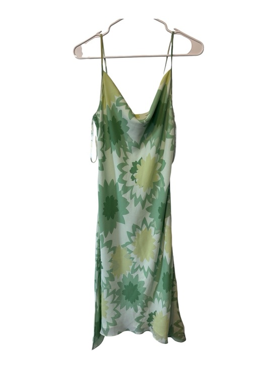 Express Dresses & Skirts - Express Lime Green Cowl Neck Retro Floral Print Slip Dress Size 3/4 Midi Length